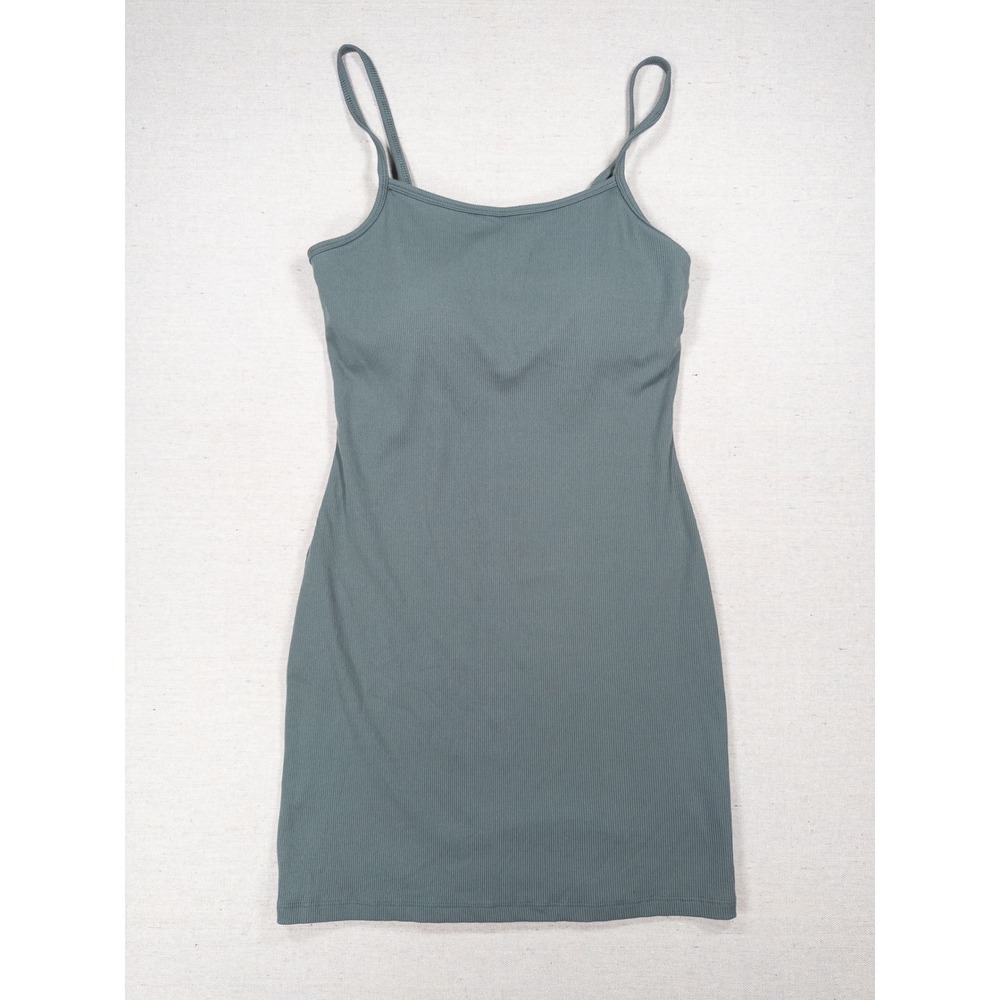 No Boundaries Ribbed Bodycon Mini Dress Sage Green Shelf Bra Small 4-6